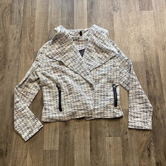 White House Black Market Tweed Knit Cardigan Oversized Collar Size XXS - Picture 1 of 6